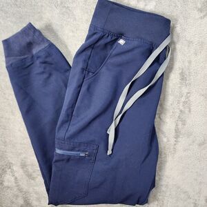 FIGS Zamora Jogger Scrub Pants Women's Small Blue Nurse Technical 5 Pockets EUC